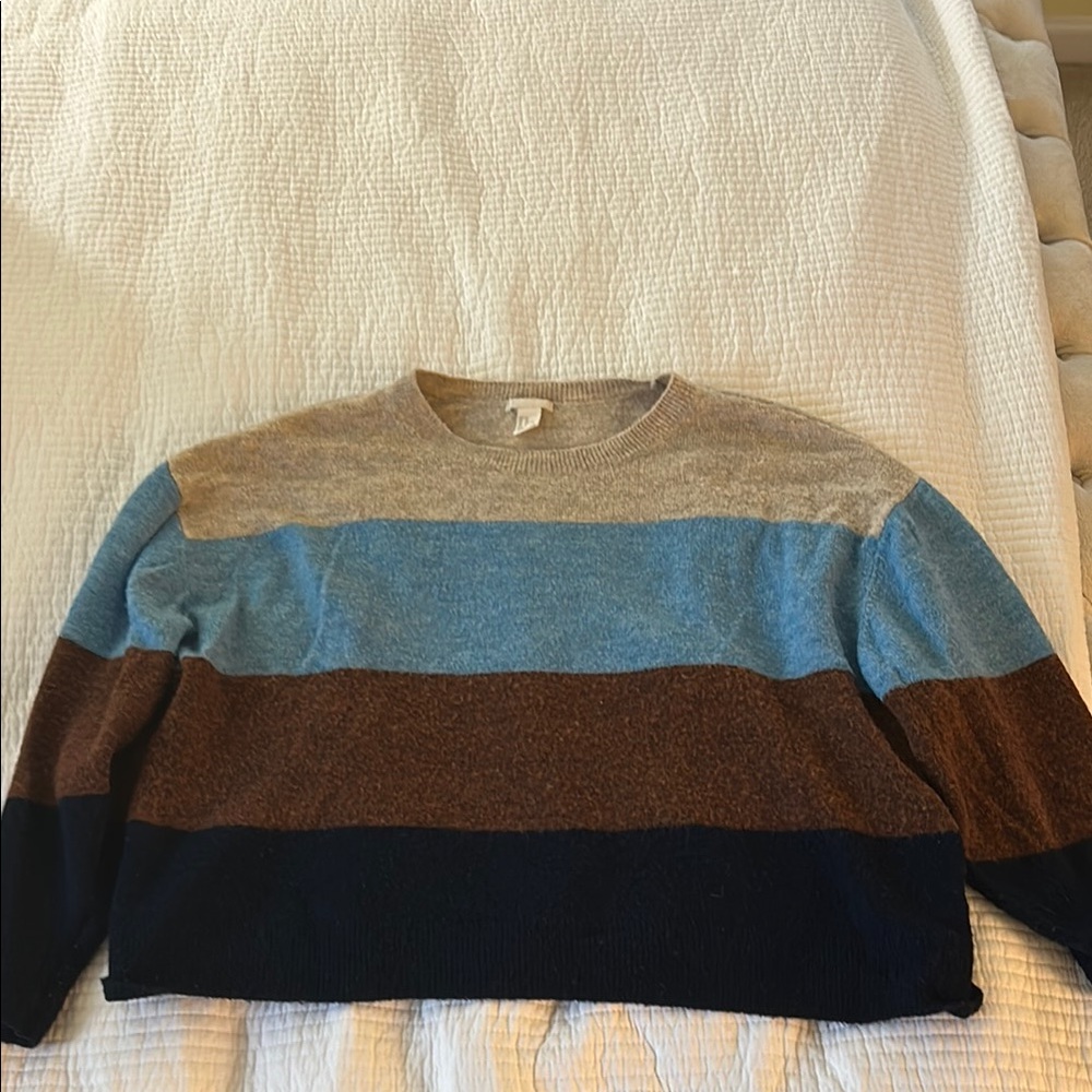H&M Multicolor Striped Sweater - Blue, Brown, Tan